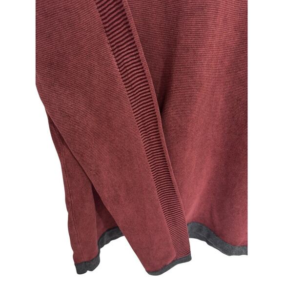 Carbon 2 Cobalt Mens L Burgundy Gray Trim Cotton 1/4 Zip Pullover Sweater Fall - Picture 5 of 7